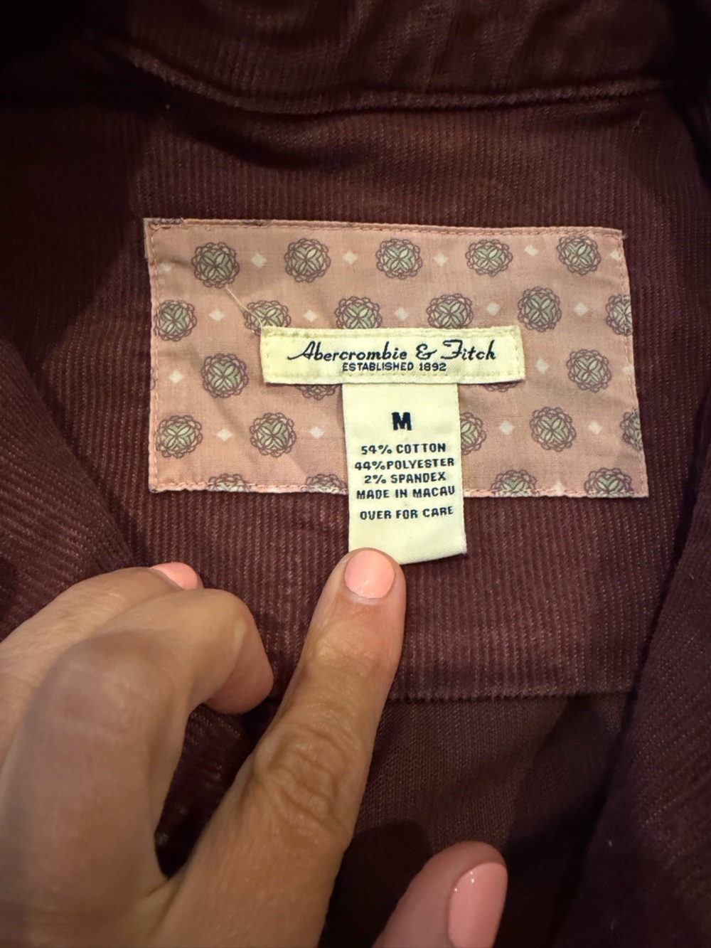 Vintage Abercrombie and Fitch Corduroy Jacket Zip Motto Fitted Y2K - Picture 4 of 4